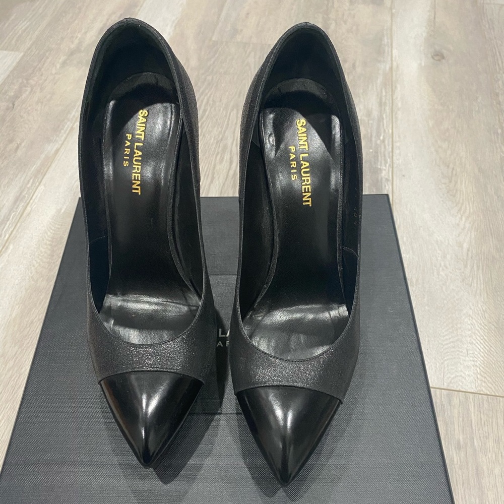 Saint Laurent Janis Platform Pump, Black Metallic